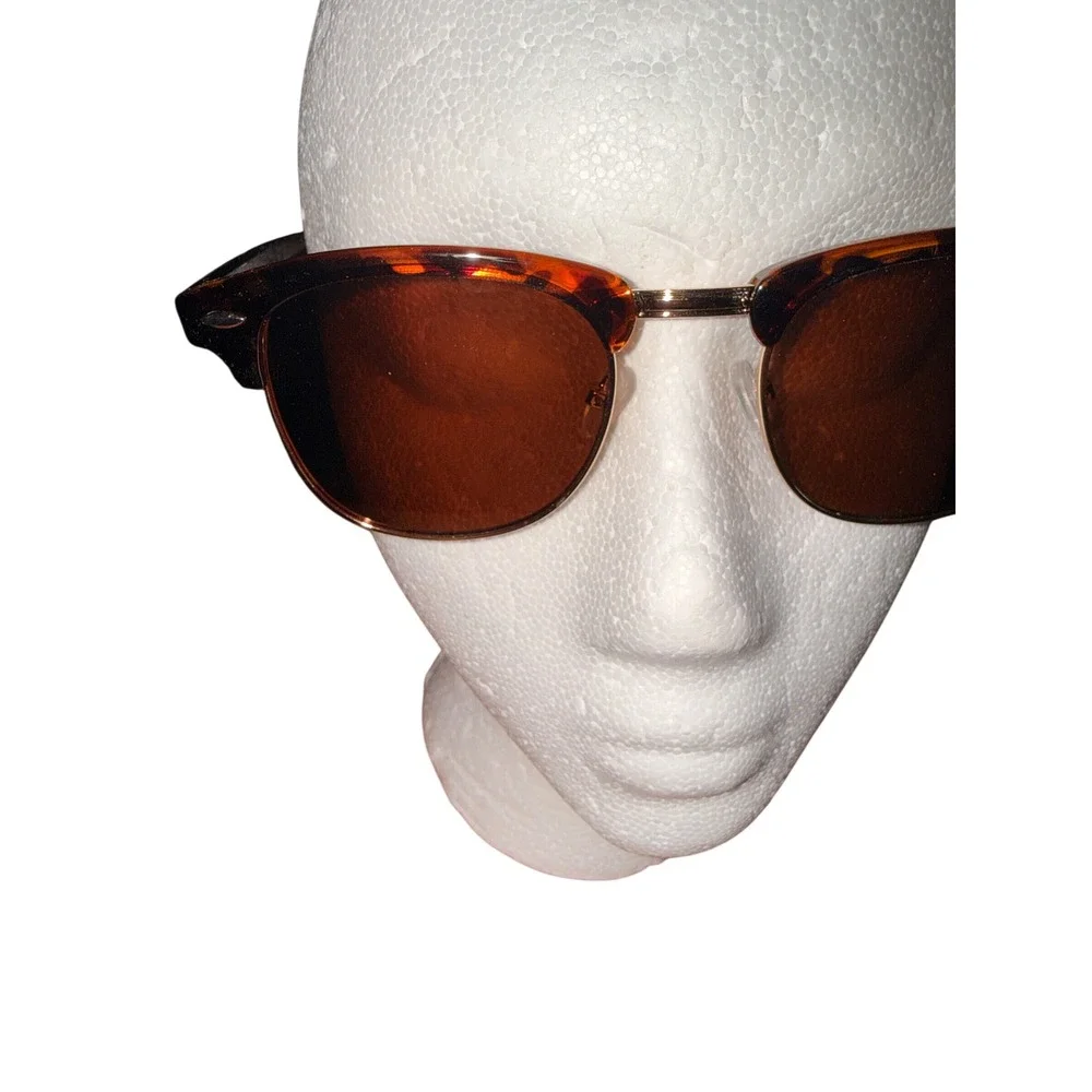 Unbranded 3016 Tortoiseshell Gold Clubmaster Browline Sunglasses Brown Lens
